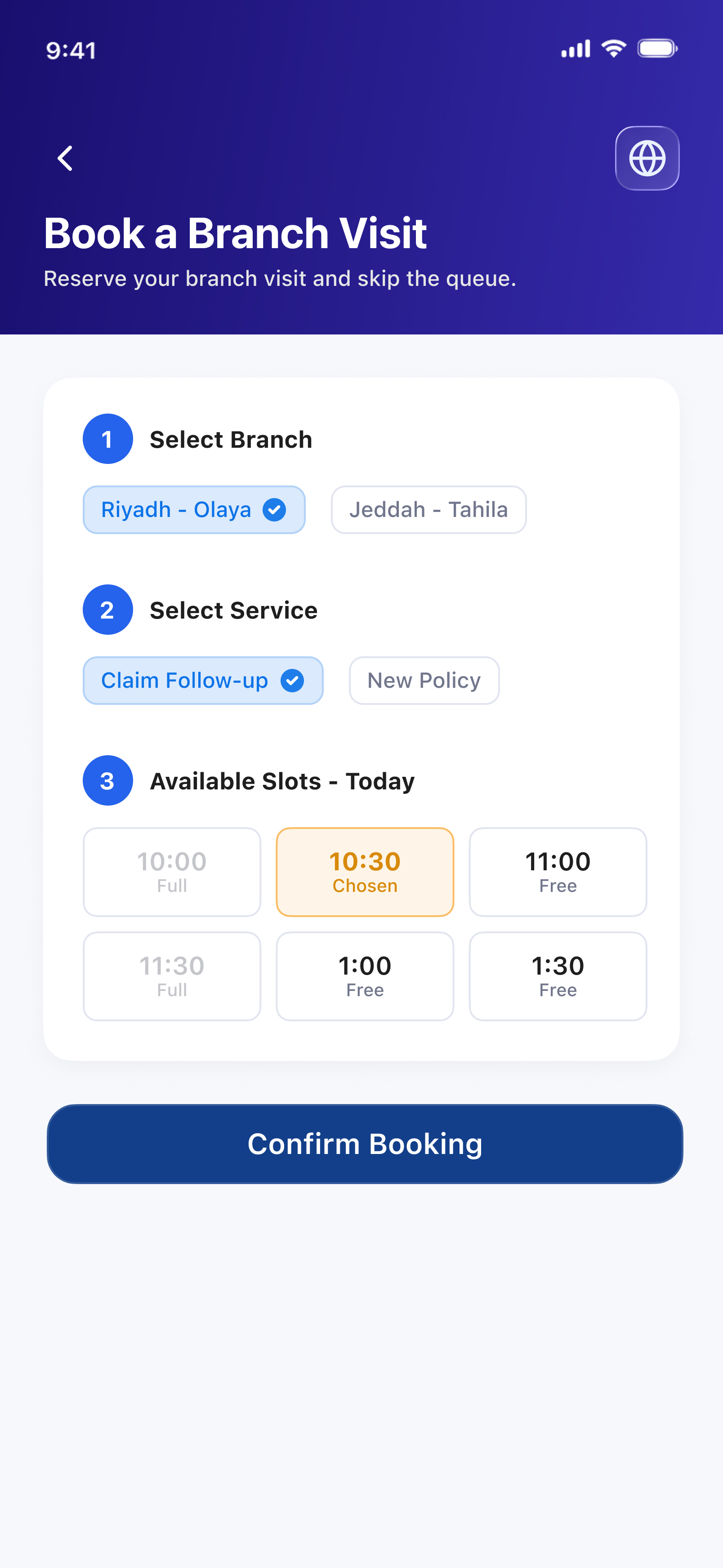 Book a Branch Visit - Mobile App
