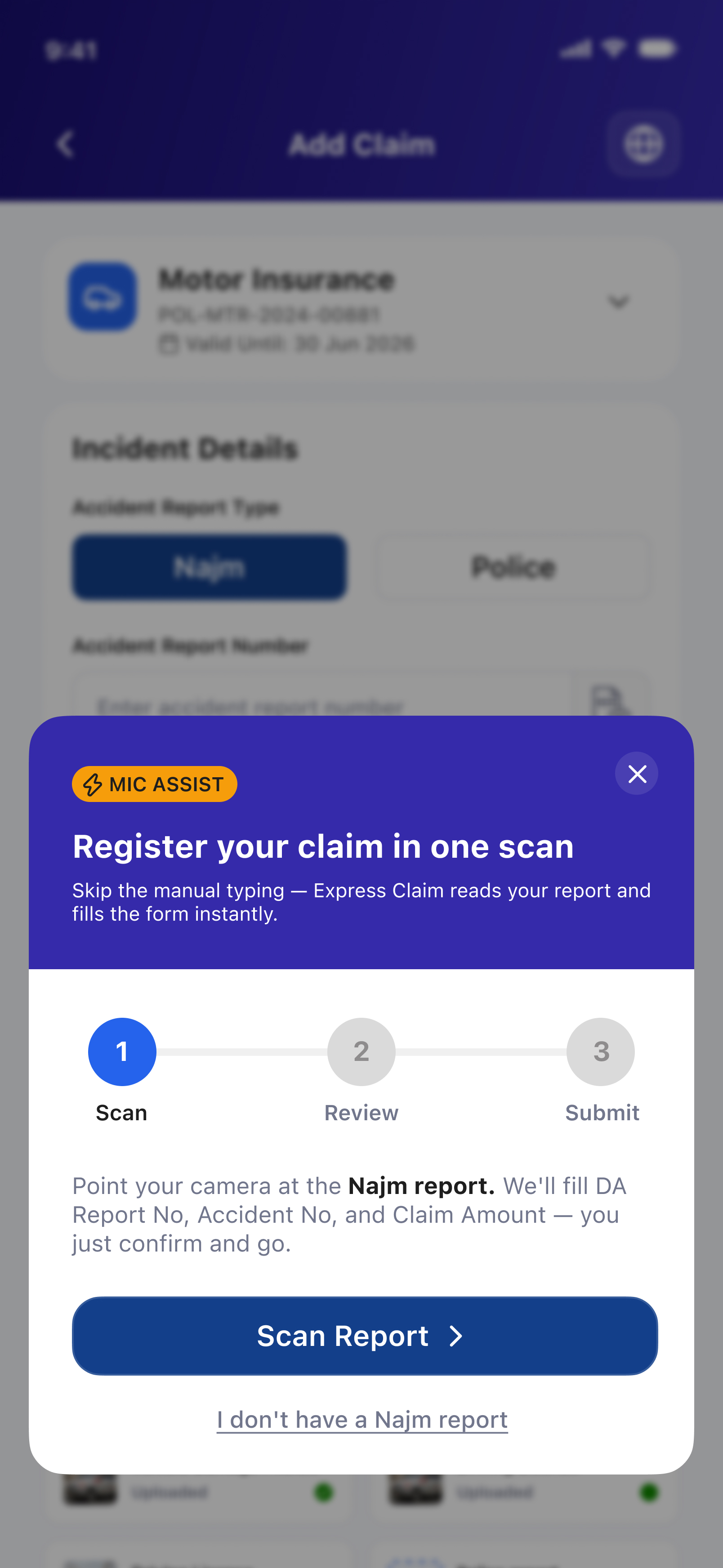 Express Claim - AI Camera Scanner